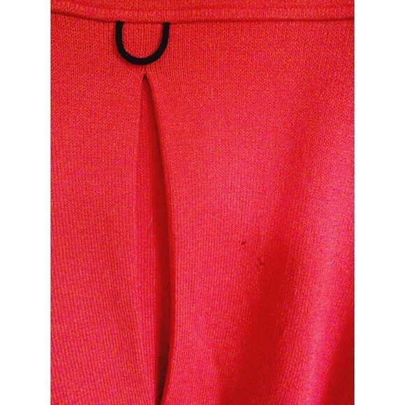 St. John Marie Gray L Red Knit Zip Up Cardigan Red Black Blazer Jacket *2 Holes* - Picture 10 of 10